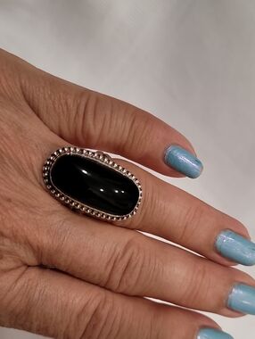 Sterling Silver Black Onyx Statement Ring - Women Jewelry